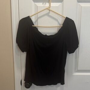 LOFT Black Puff Sleeve Blouse